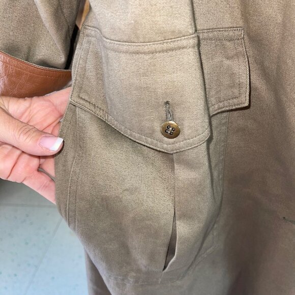 Together Vintage Womens Military Trench Coat Size 10 Khaki Green Button Lined - Picture 13 of 16